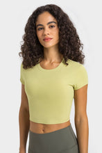 Load image into Gallery viewer, Round Neck Short Sleeve Cropped Sports T-Shirt