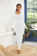 Load image into Gallery viewer, Round Neck Long Sleeve Maxi Wrap Dress