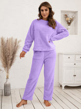 Load image into Gallery viewer, Teddy Long Sleeve Top and Pants Lounge Set