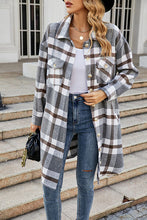 Load image into Gallery viewer, Plaid Button Up Collared Neck Coat with Pockets