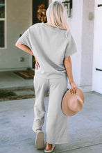 Load image into Gallery viewer, Double Take Full Size Texture Short Sleeve Top and Pants Set