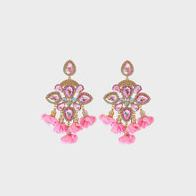 Load image into Gallery viewer, Flower Shape Rhinestone Alloy Dangle Earrings