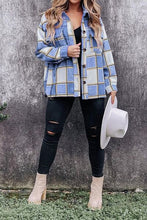 Load image into Gallery viewer, Plaid Pocketed Dropped Shoulder Coat