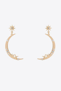 Zircon Star and Moon Alloy Earrings