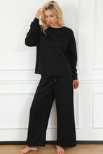 Load image into Gallery viewer, Double Take Full Size Textured Long Sleeve Top and Drawstring Pants Set