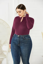 Load image into Gallery viewer, Plus Size Zip Up Long Sleeve Bodysuit