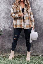 Load image into Gallery viewer, Plaid Pocketed Dropped Shoulder Coat