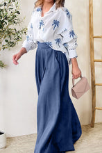 Load image into Gallery viewer, Pocketed Dropped Shoulder Shirt and Wide Leg Pants Set