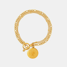 Load image into Gallery viewer, Coin Pendant Toggle clasp 18K Gold-Plated Bracelet