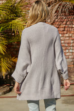 Load image into Gallery viewer, Waffle-Knit Long Sleeve Cardigan with Pocket