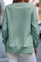 Load image into Gallery viewer, Snap Detail Round Neck Dropped Shoulder Sweatshirt