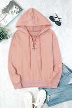 Load image into Gallery viewer, Lace-Up Dropped Shoulder Hoodie