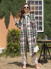 Load image into Gallery viewer, Plaid Button Up Dropped Shoulder Coat