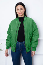 Load image into Gallery viewer, Ruched Zip Up Dropped Shoulder Jacket