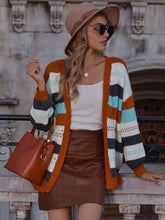 Load image into Gallery viewer, Striped Drop Shoulder Open Front Cardigan