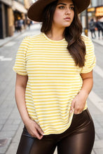 Load image into Gallery viewer, Plus Size Striped Round Neck T-Shirt