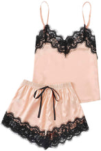 Load image into Gallery viewer, Lace Detail Spaghetti Strap Top and Shorts Lounge Set