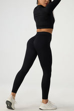 Load image into Gallery viewer, Quarter Zip Raglan Sleeve Top and High Waist Leggings Active Set