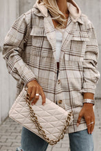 Load image into Gallery viewer, Plus Size Plaid Button Up Hooded Jacket