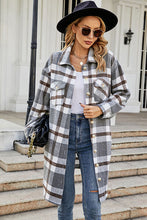 Load image into Gallery viewer, Plaid Button Up Collared Neck Coat with Pockets