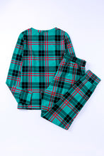 Load image into Gallery viewer, Plaid Long Sleeve Top and Pants Lounge Set