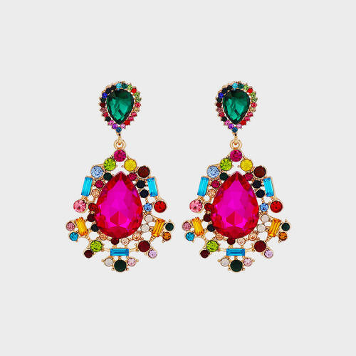 Teardrop Shape Rhinestone Alloy Dangle Earrings