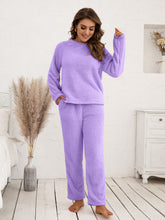 Load image into Gallery viewer, Teddy Long Sleeve Top and Pants Lounge Set