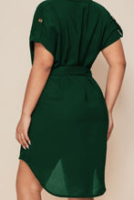 Load image into Gallery viewer, Plus Size Notched Tie Waist Mini Dress