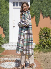 Load image into Gallery viewer, Plaid Button Up Dropped Shoulder Coat