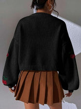 Load image into Gallery viewer, Cherry Graphic Open Front Dropped Shoulder Cardigan