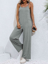 Load image into Gallery viewer, Tie-Shoulder Wide Leg Jumpsuit with Pockets