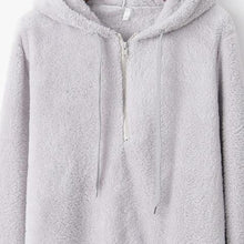 Load image into Gallery viewer, Quarter-Zip Drawstring Teddy Hoodie