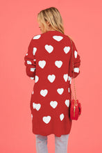 Load image into Gallery viewer, Heart Graphic Open Front Cardigan with Pockets