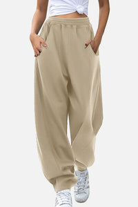 Elastic Waist Parachute Sweatpants with Pockets