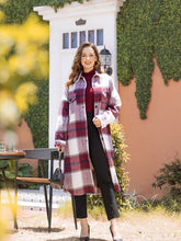 Load image into Gallery viewer, Plaid Button Up Dropped Shoulder Coat