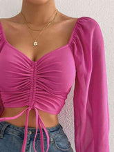 Load image into Gallery viewer, Drawstring Sweetheart Neck Cropped Top