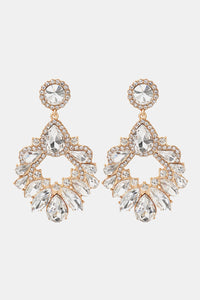 Zinc Alloy Frame Glass Stone Dangle Earrings