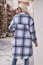 Load image into Gallery viewer, Plaid Dropped Shoulder Longline Jacket