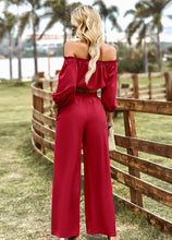 Load image into Gallery viewer, Off-Shoulder Blouse and Drawstring Waist Pants Set