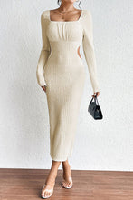 Load image into Gallery viewer, Texture Cutout Square Neck Long Sleeve Dress