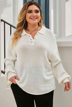 Load image into Gallery viewer, Plus Size Quarter-Button Collared Sweater