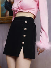 Load image into Gallery viewer, Decorative Button Slit Mini Skirt