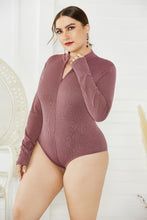 Load image into Gallery viewer, Plus Size Zip Up Long Sleeve Bodysuit