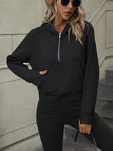 Load image into Gallery viewer, Zip-Up Raglan Sleeve Hoodie with Pocket