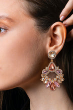 Load image into Gallery viewer, Zinc Alloy Frame Glass Stone Dangle Earrings