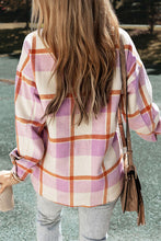 Load image into Gallery viewer, Plaid Button Up Collared Neck Long Sleeve Jacket