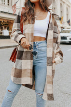 Load image into Gallery viewer, Plaid Button Up Dropped Shoulder Coat