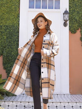 Load image into Gallery viewer, Plaid Button Up Dropped Shoulder Coat