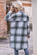 Load image into Gallery viewer, Plaid Dropped Shoulder Longline Jacket