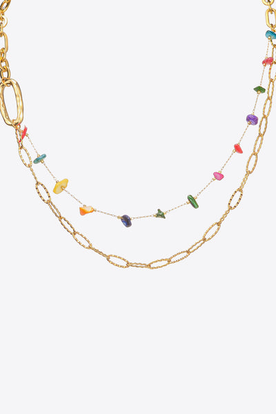 Multicolored Stone Double-Layered Necklace